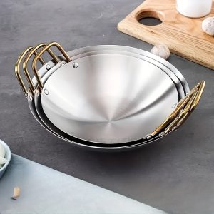 Heavy-Duty Stainless Steel Wok with Round Bottom for Restaurant and Outdoor Cooking