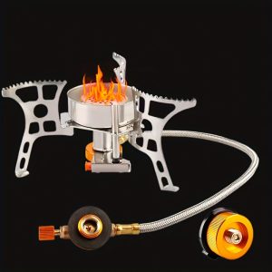 3500W/6800W Portable Folding Gas Stove With Fuel Tank, Electric Ignition, Carry Case, Outdoor Camping Stove For Hiking And Picnic