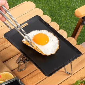 Portable Mini Frying Pan, Non-Stick Foldable Iron Skillet for Pocket-Sized Stove, Compact Durable Grill Stove for Outdoor Camping, Hiking, Picnic - Iron Material