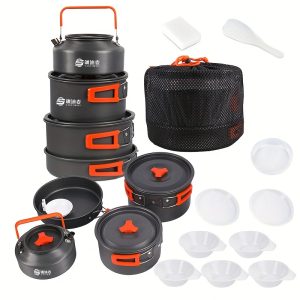 Ultra-Light Aluminum Camping Cookware Set - Nonstick Pot, Pan, Kettle & Bowl Combo For Outdoor Adventures