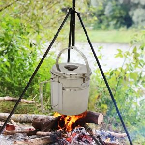 Versatile Stainless Steel Camping Pot - Large Capacity, Portable & Hangable for Outdoor Cooking, Perfect for Hiking & Picnics